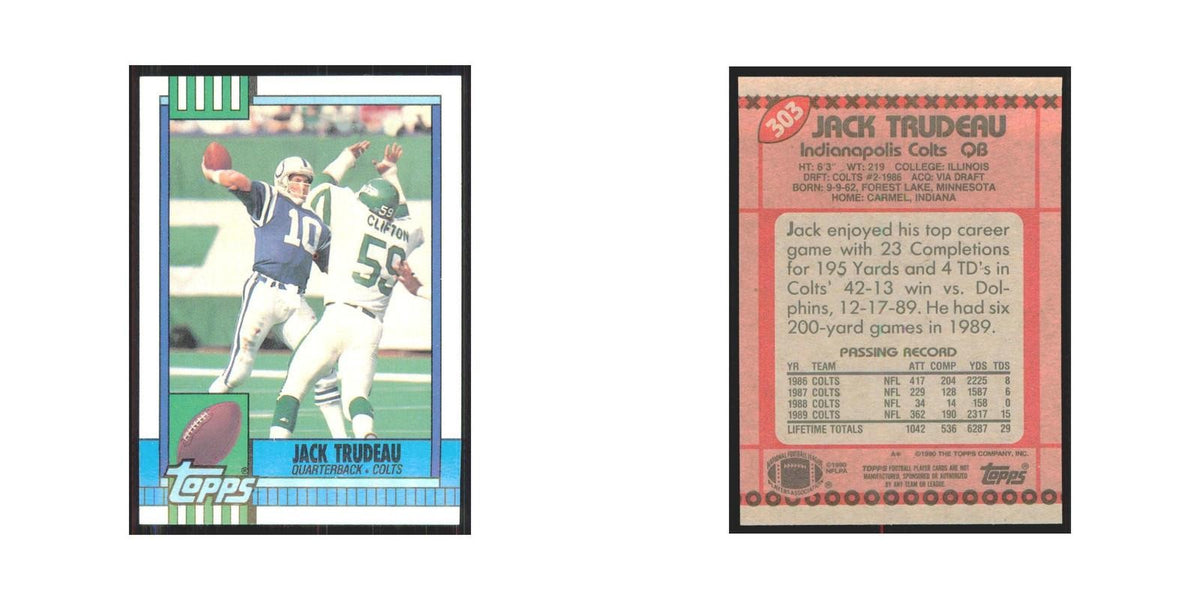 1990 Topps Jack Trudeau Colts #303