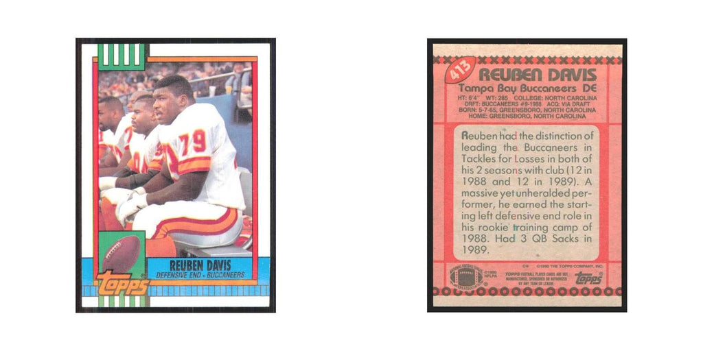 1990 Topps Reuben Davis Buccaneers #413
