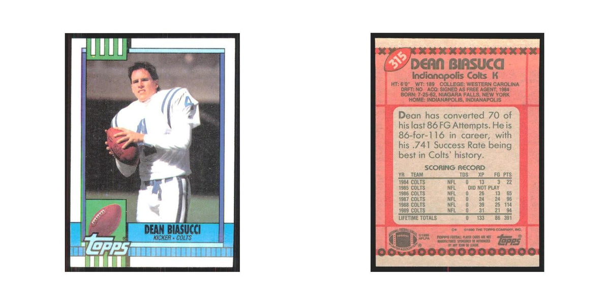 1990 Topps Dean Biasucci Colts #315