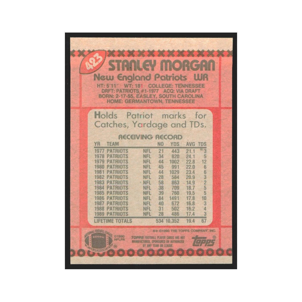 1990 Topps Stanley Morgan Patriots #423