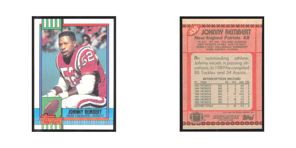 1990 Topps Johnny Rembert Patriots #430