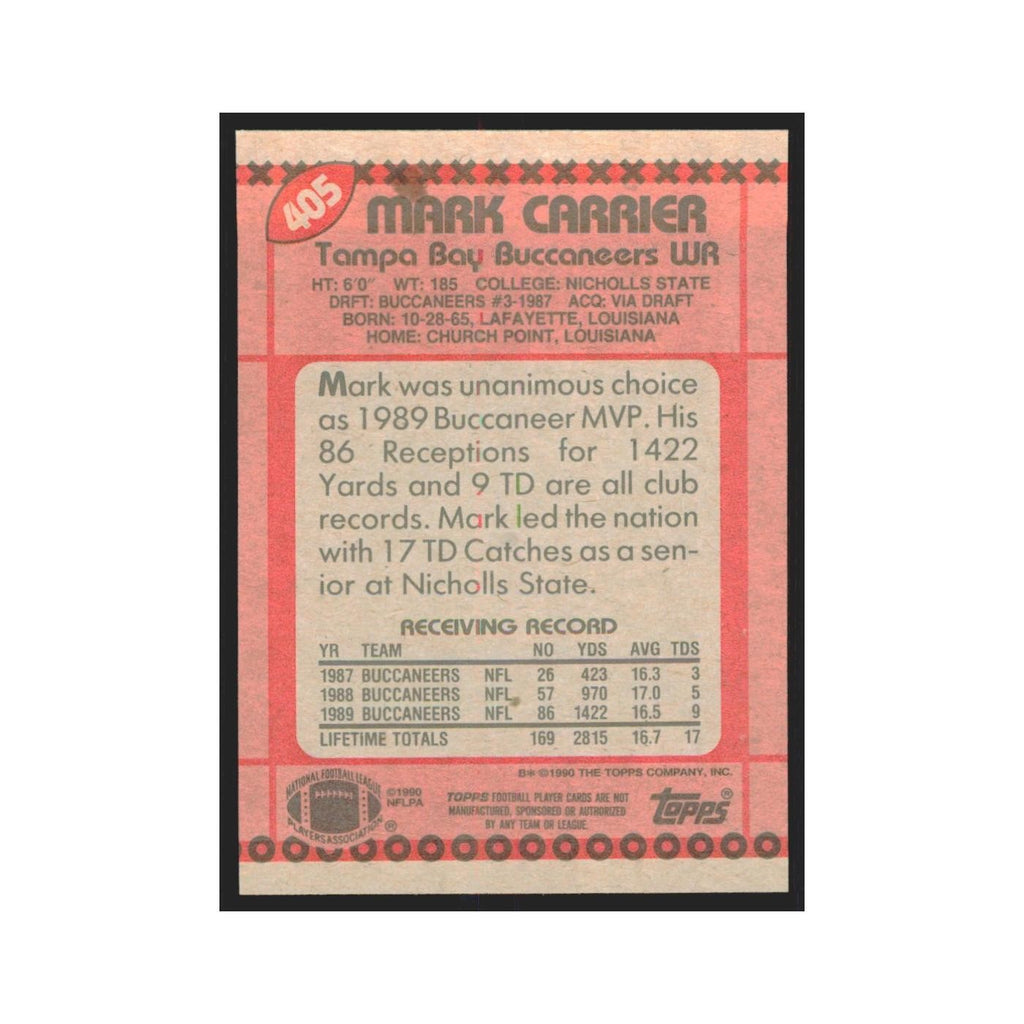 1990 Topps Mark Carrier Buccaneers #405