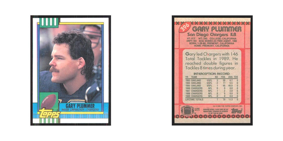 1990 Topps Gary Plummer San Diego Chargers #396