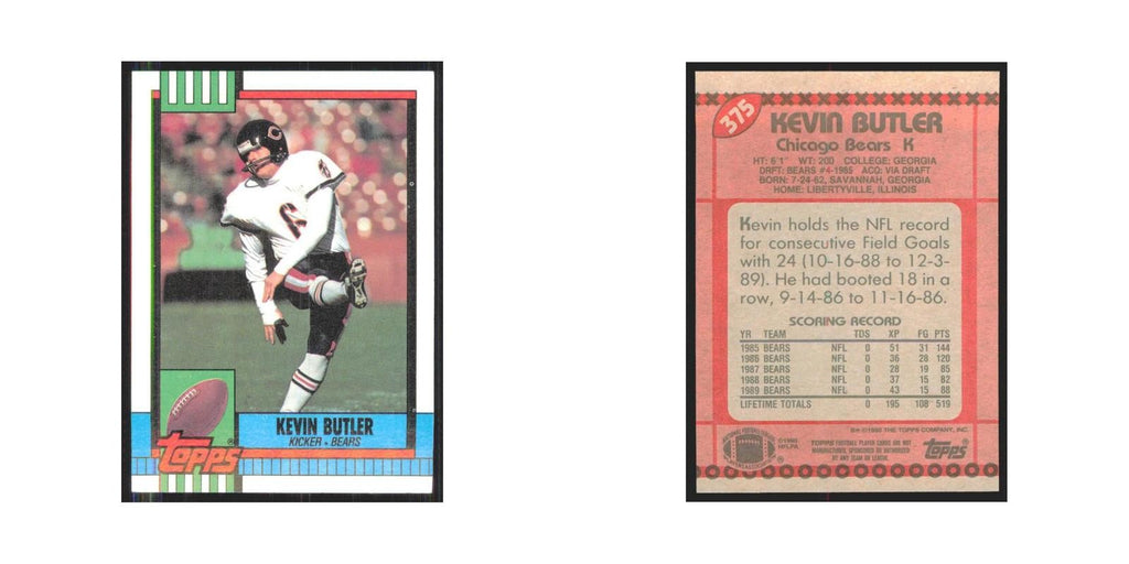 1990 Topps Kevin Butler Bears #375