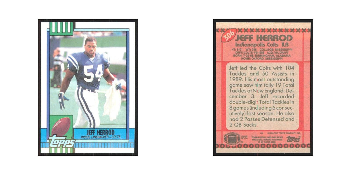 1990 Topps Jeff Herrod RC Colts #306