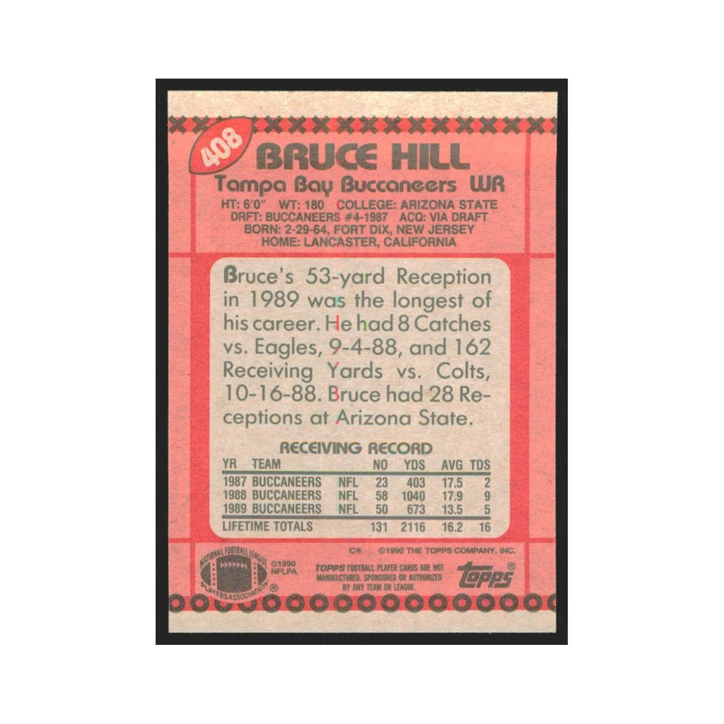 1990 Topps Bruce Hill Buccaneers #408