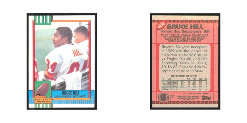 1990 Topps Bruce Hill Buccaneers #408