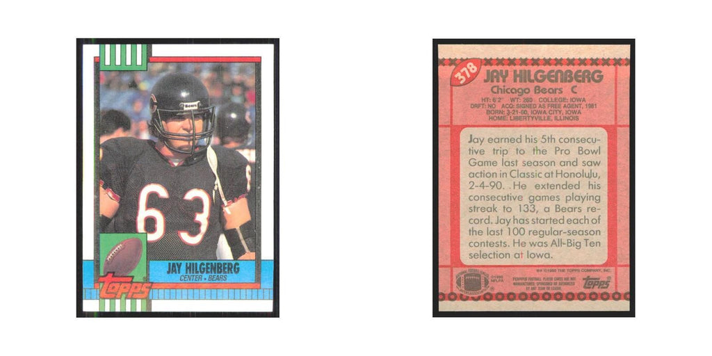 1990 Topps Jay Hilgenberg Bears #378