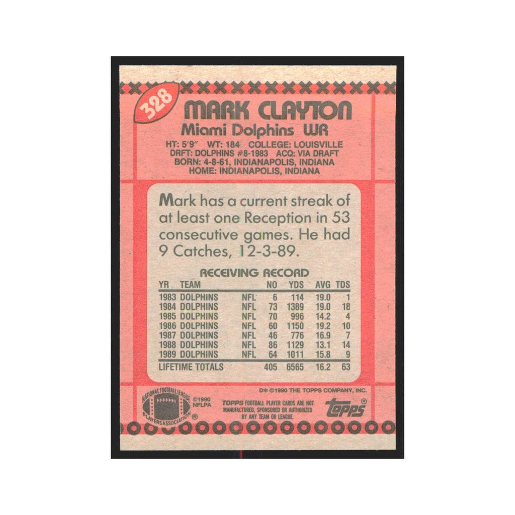1990 Topps Mark Clayton Dolphins #328