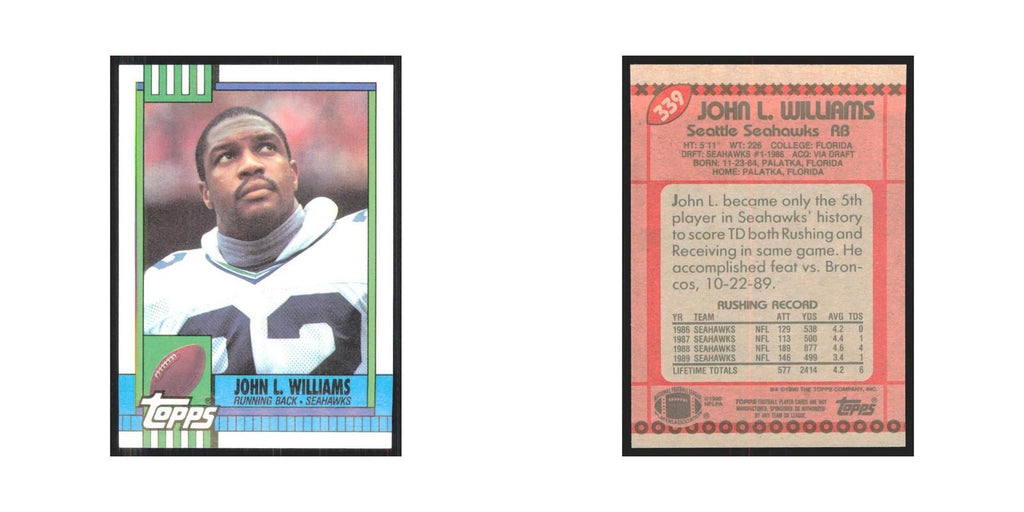 1990 Topps John L. Williams Seahawks #339