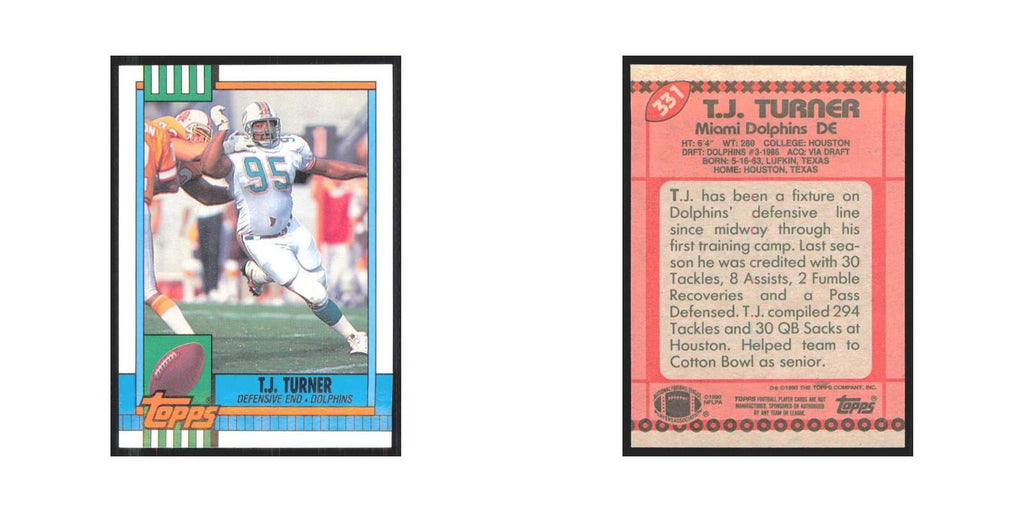 1990 Topps T.J. Turner Dolphins #331