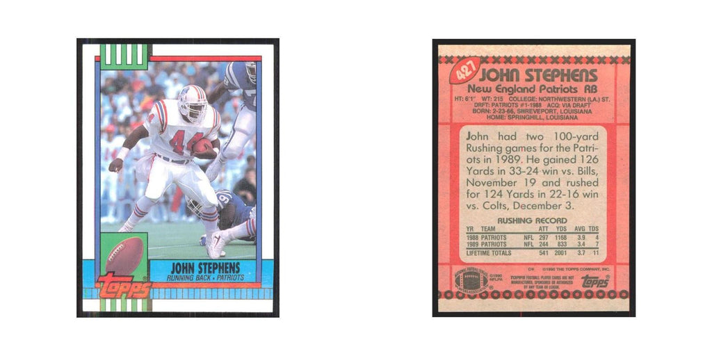 1990 Topps John Stephens Patriots #427