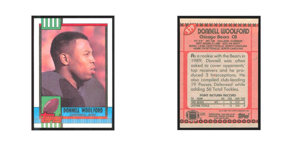 1990 Topps Donnell Woolford Bears #379