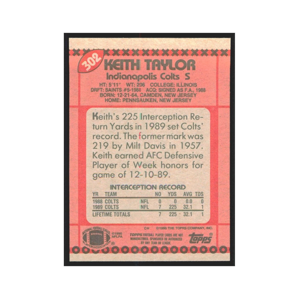 1990 Topps Keith Taylor Colts #302