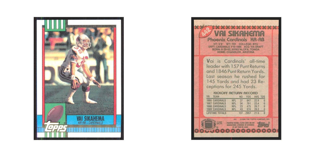 1990 Topps Vai Sikahema Phoenix Cardinals #442