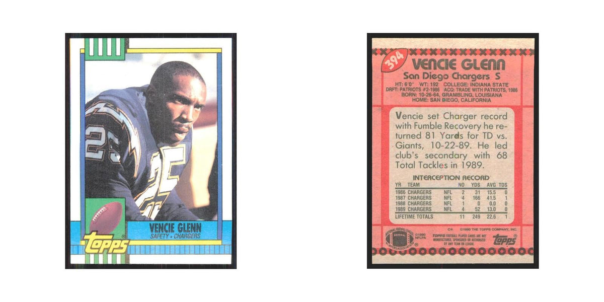 1990 Topps Vencie Glenn San Diego Chargers #394