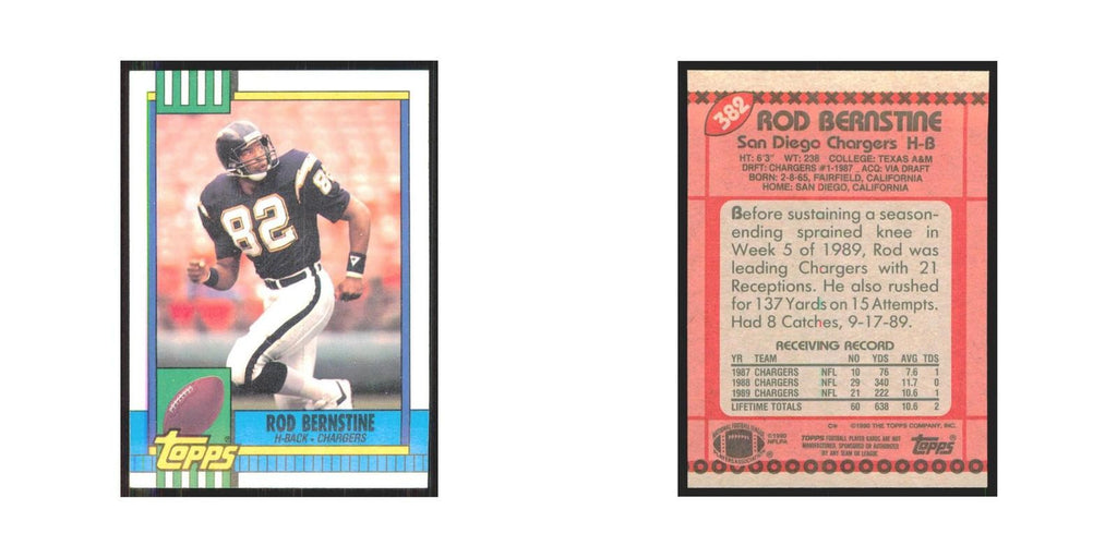 1990 Topps Rod Bernstine San Diego Chargers #382