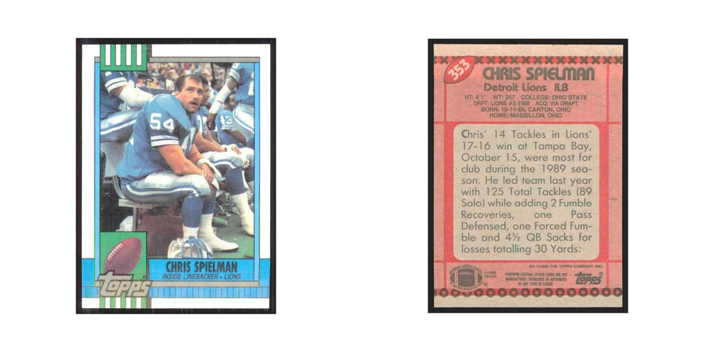 1990 Topps Chris Spielman Lions #353