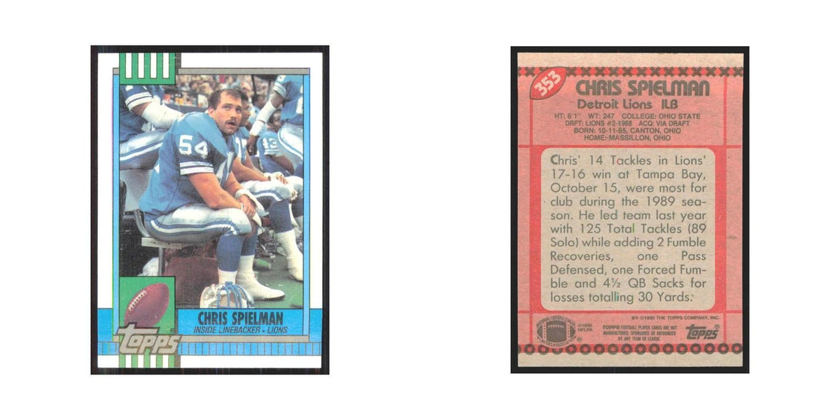 1990 Topps Chris Spielman Lions #353