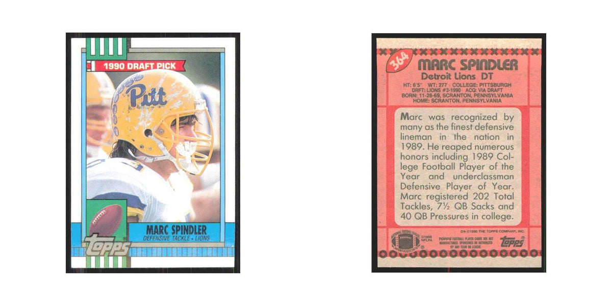 1990 Topps Marc Spindler RC Lions #364