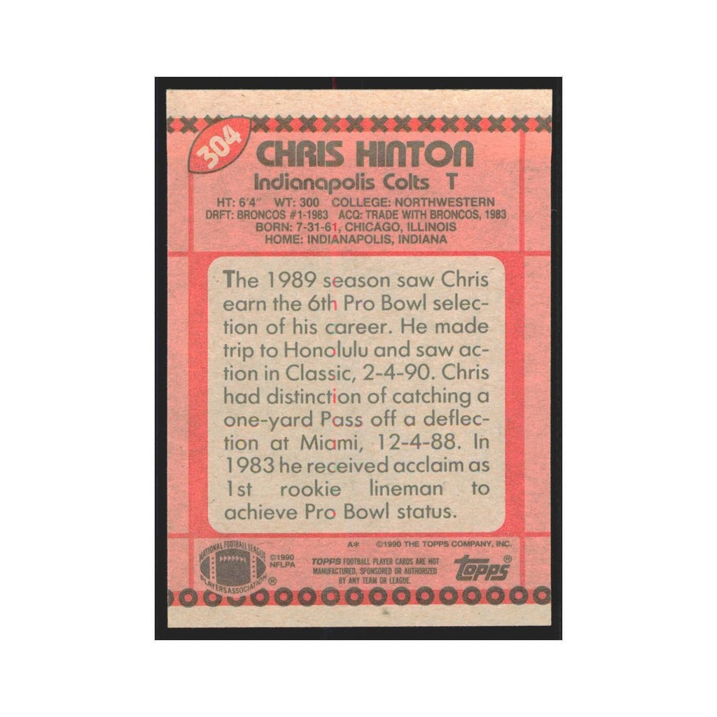 1990 Topps Chris Hinton Colts #304