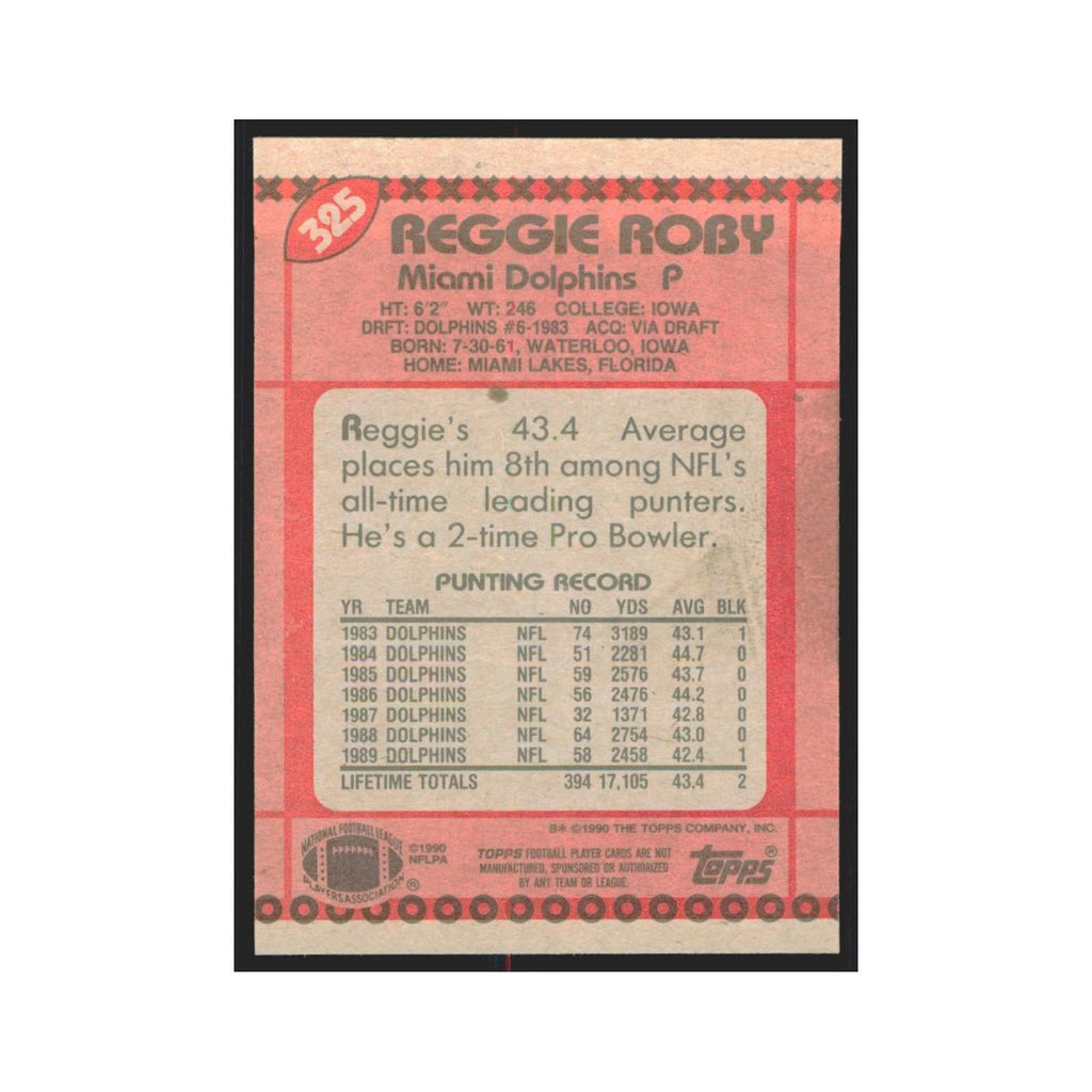 1990 Topps Reggie Roby Dolphins #325