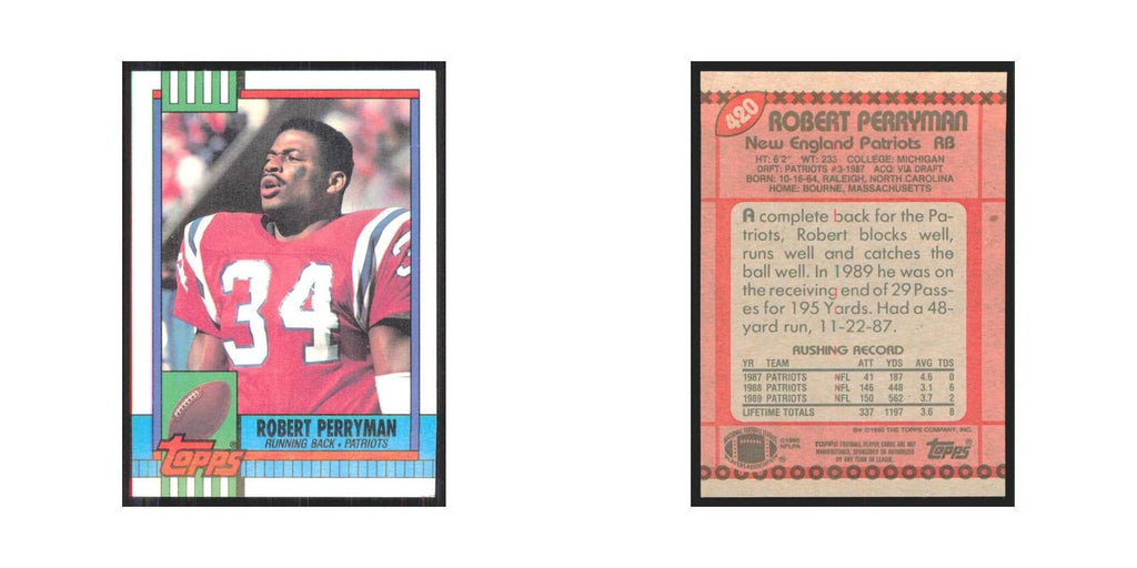 1990 Topps Robert Perryman Patriots #420