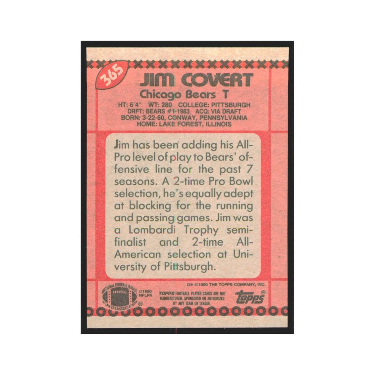 1990 Topps Jim Covert Bears #365