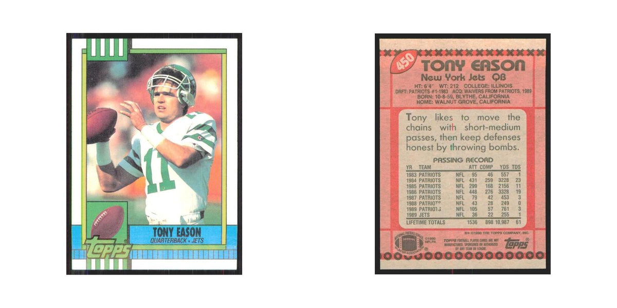 1990 Topps Tony Eason Jets #450