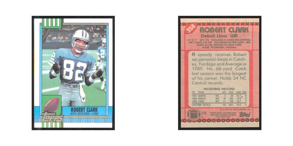 1990 Topps Robert Clark Lions #358