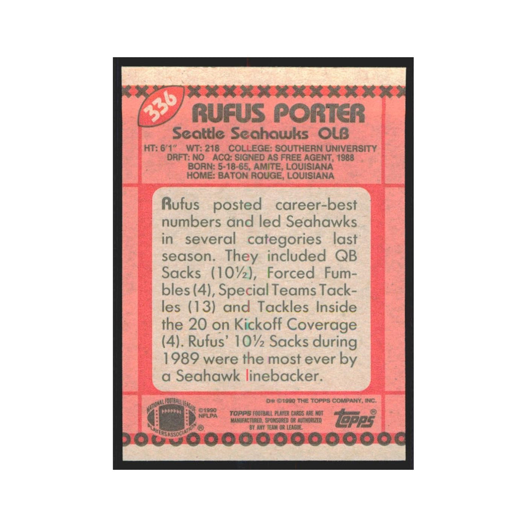 1990 Topps Rufus Porter Seahawks #336