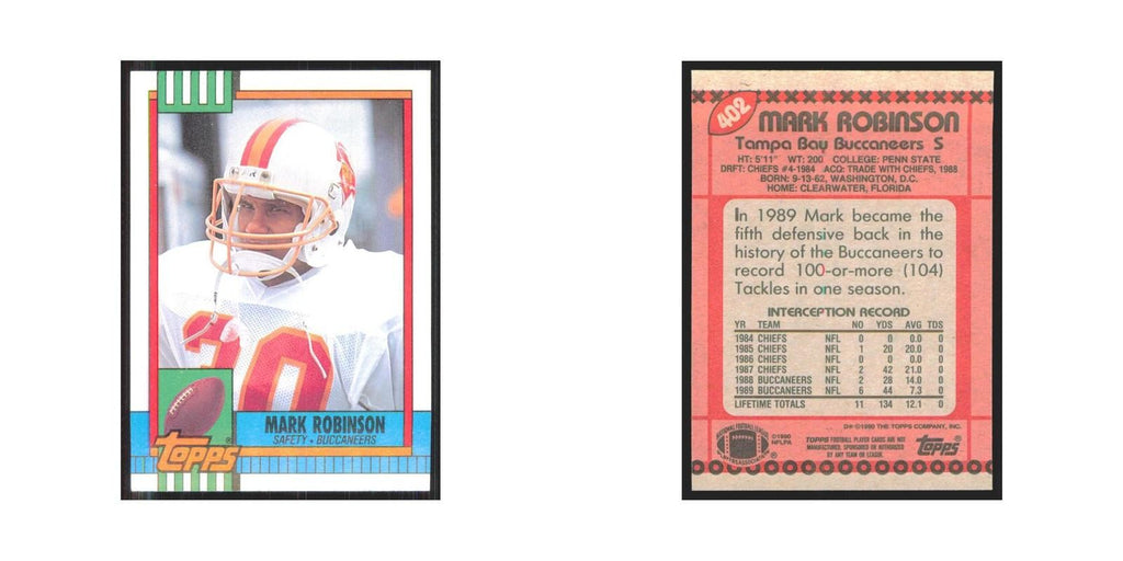 1990 Topps Mark Robinson Buccaneers #402