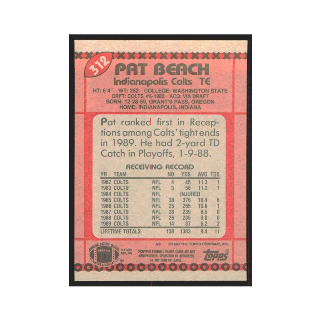 1990 Topps Pat Beach Colts #312