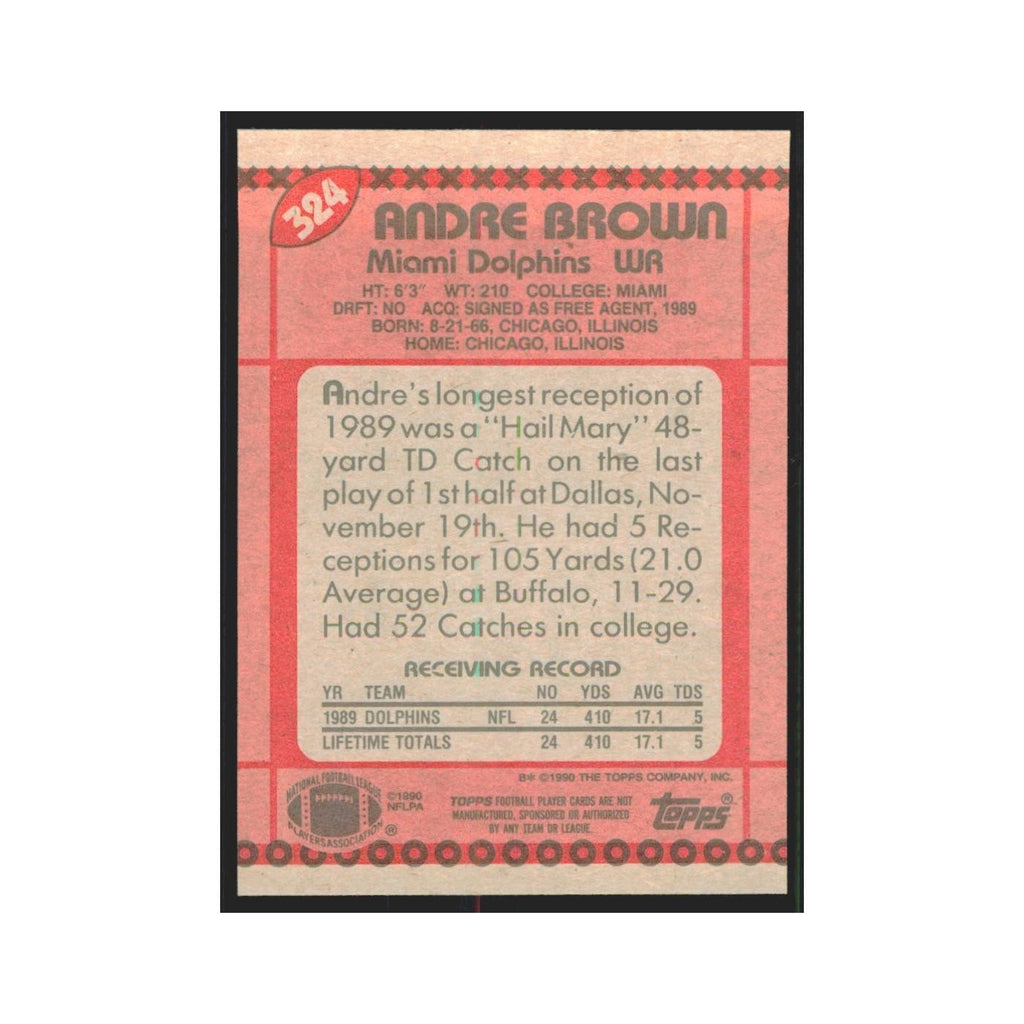 1990 Topps Andre Brown Dolphins #324