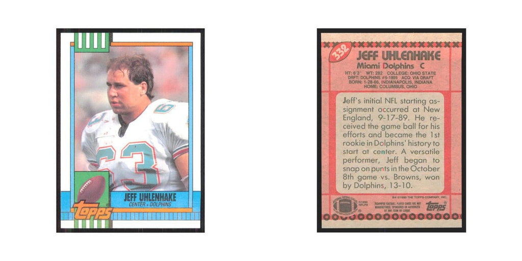 1990 Topps Jeff Uhlenhake Dolphins #332