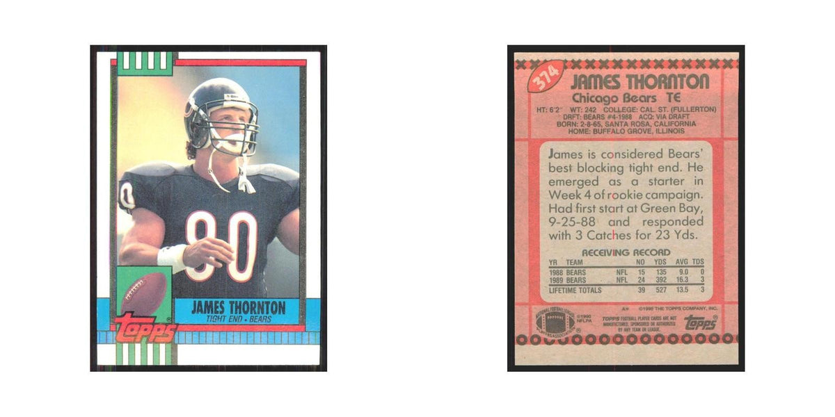 1990 Topps James Thornton Bears #374