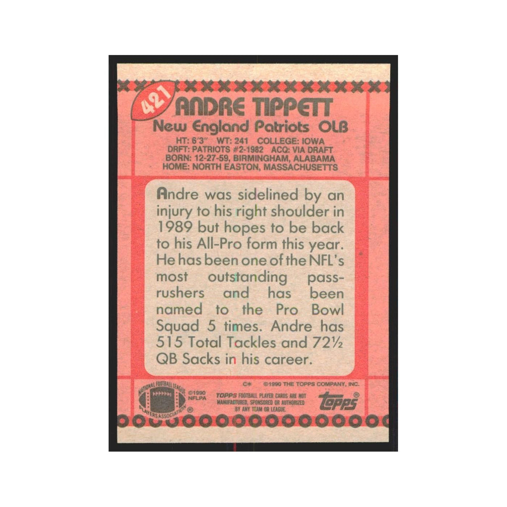 1990 Topps Andre Tippett Patriots #421