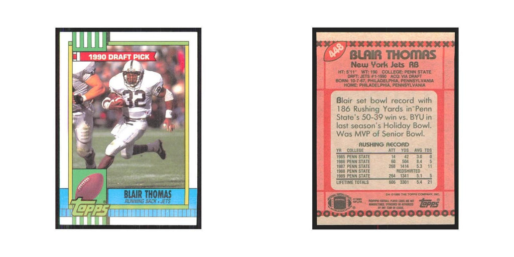 1990 Topps Blair Thomas RC Jets #448