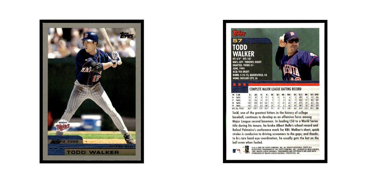 Todd Walker 2000 Topps #57 Minnesota Twins Baseball Card NM
