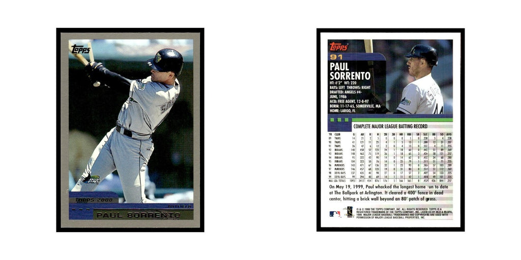Paul Sorrento 2000 Topps #91 Tampa Bay Devil Rays Baseball Card NM
