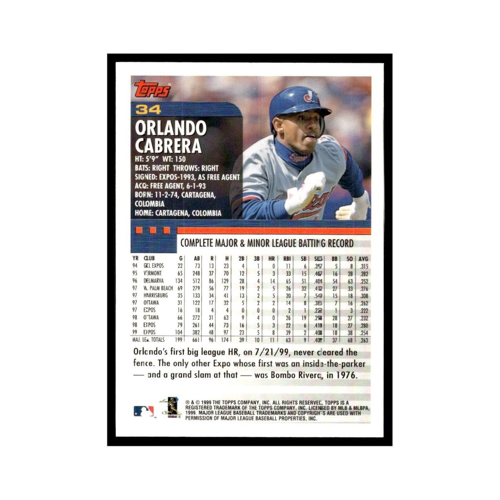 Orlando Cabrera 2000 Topps #34 Montreal Expos Baseball Card NM