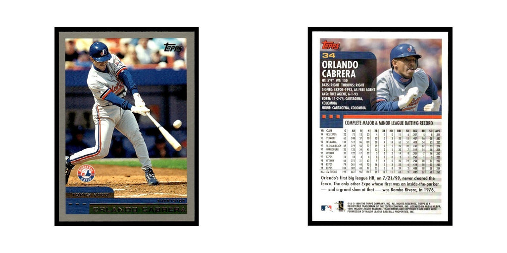 Orlando Cabrera 2000 Topps #34 Montreal Expos Baseball Card NM