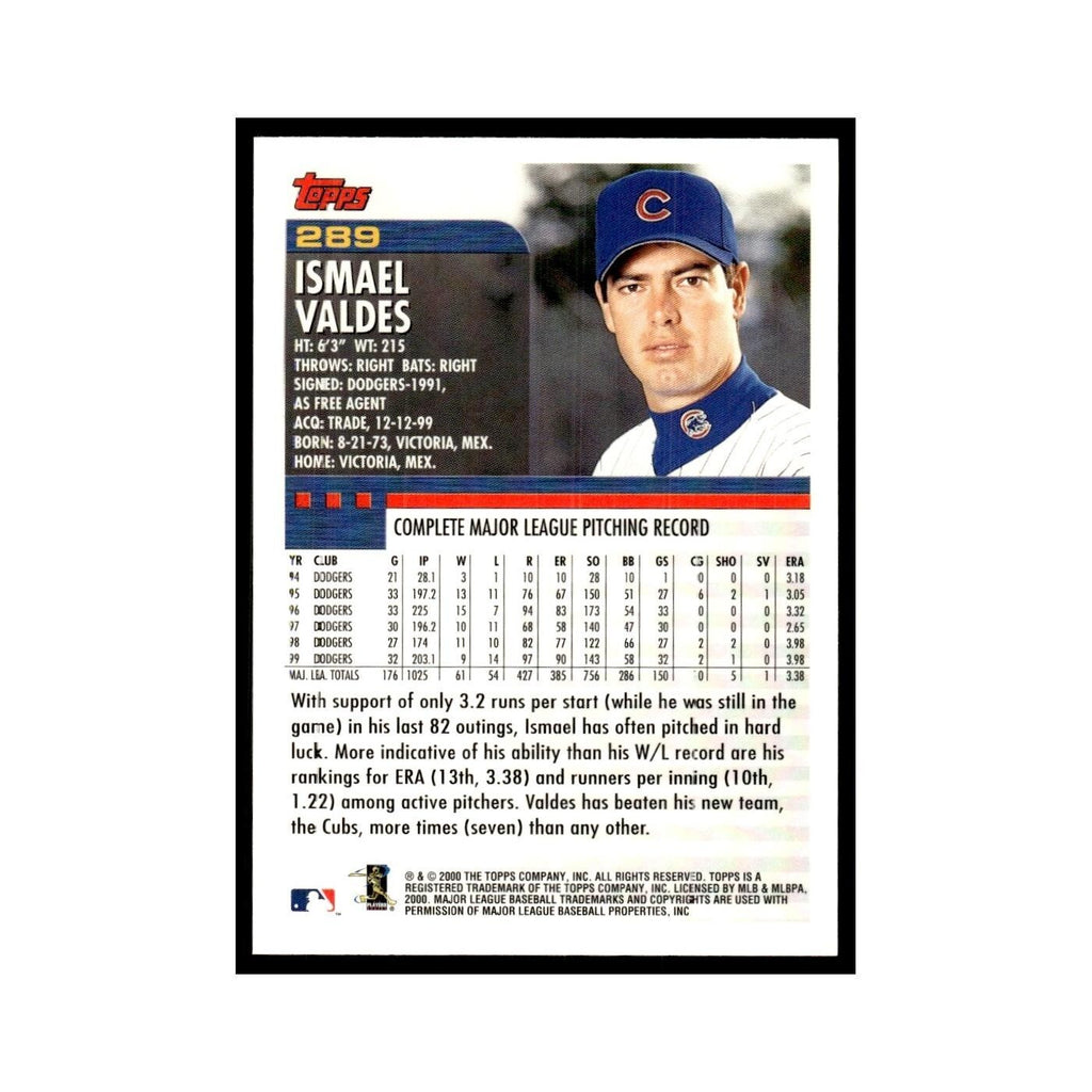 Ismael Valdes 2000 Topps #289 Chicago Cubs Baseball Card NM