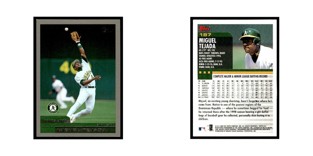 Miguel Tejada 2000 Topps #187 Oakland Athletics Baseball Card NM