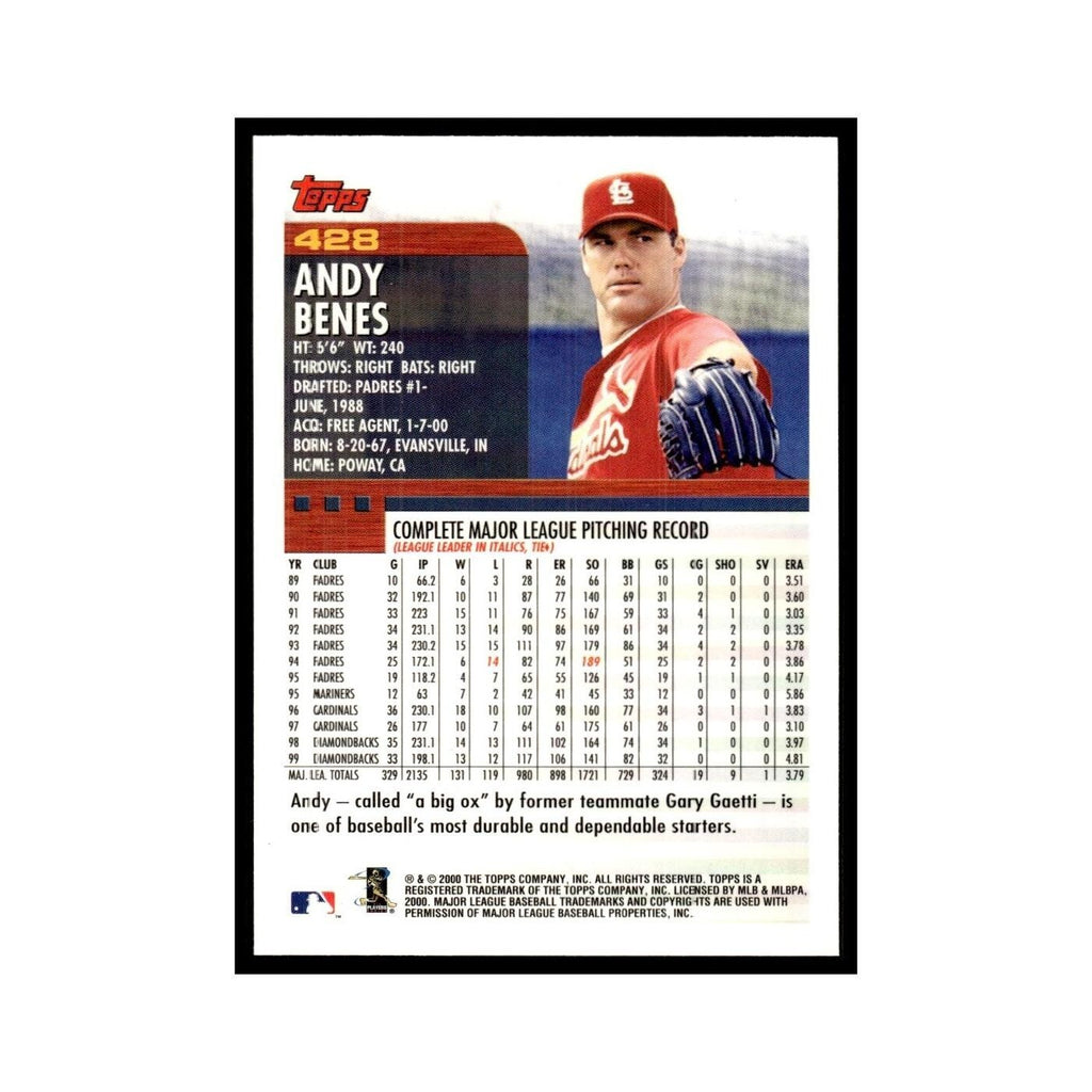 Andy Benes 2000 Topps #428 St. Louis Cardinals Baseball Card NM