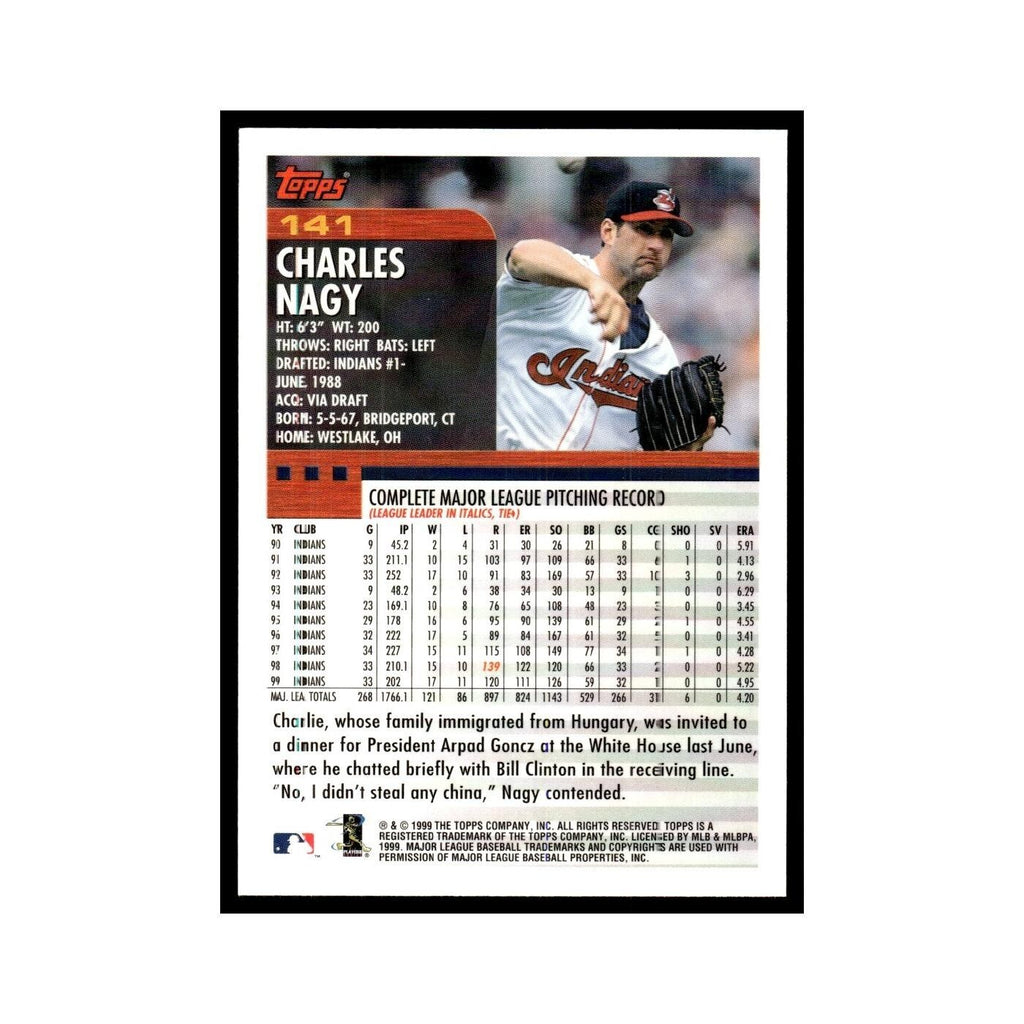 Charles Nagy 2000 Topps #141 Cleveland Indians Baseball Card NM
