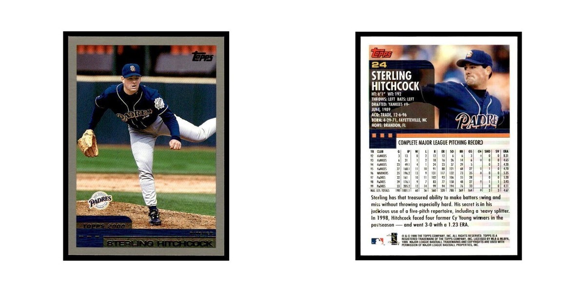 Sterling Hitchcock 2000 Topps #24 San Diego Padres Baseball Card NM