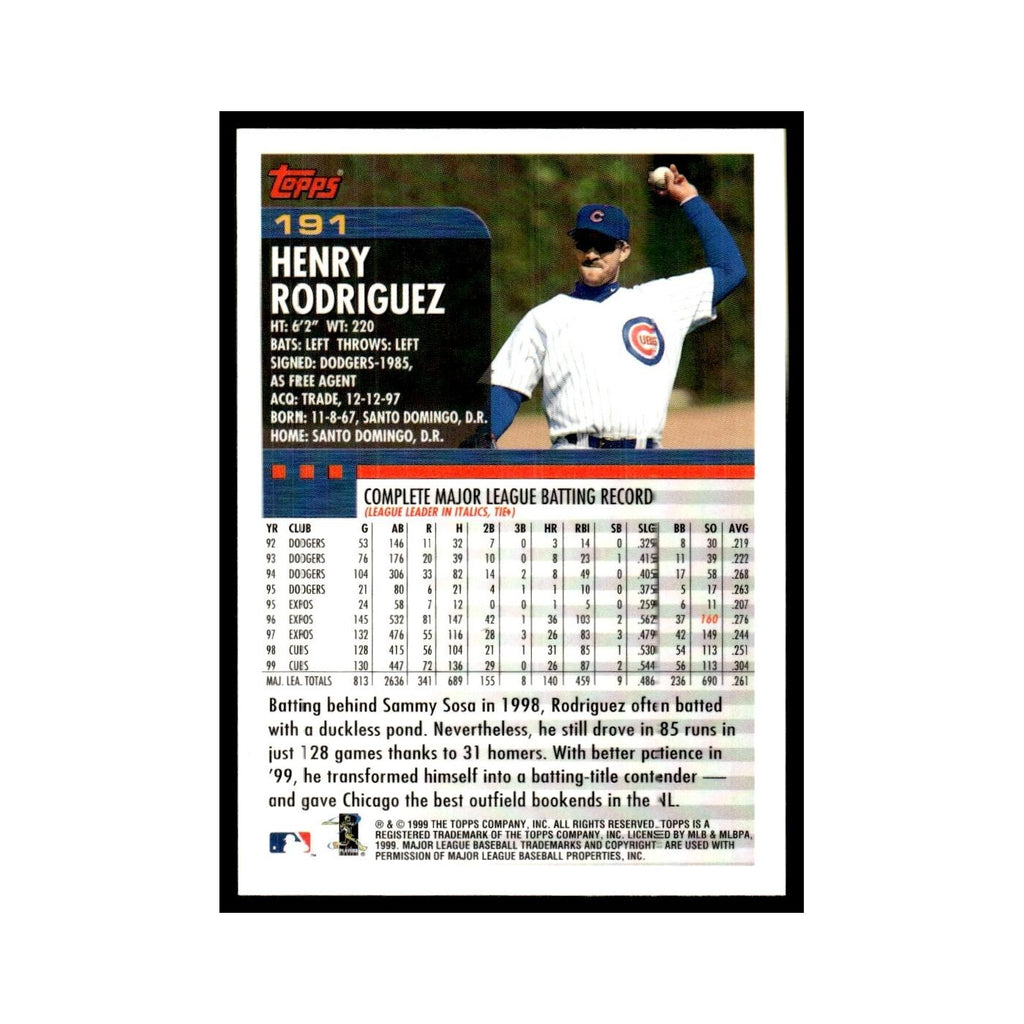 Henry Rodriguez 2000 Topps #191 Chicago Cubs Baseball Card NM