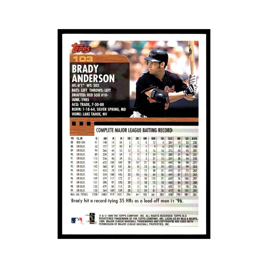 Brady Anderson 2000 Topps #103 Baltimore Orioles Baseball Card NM