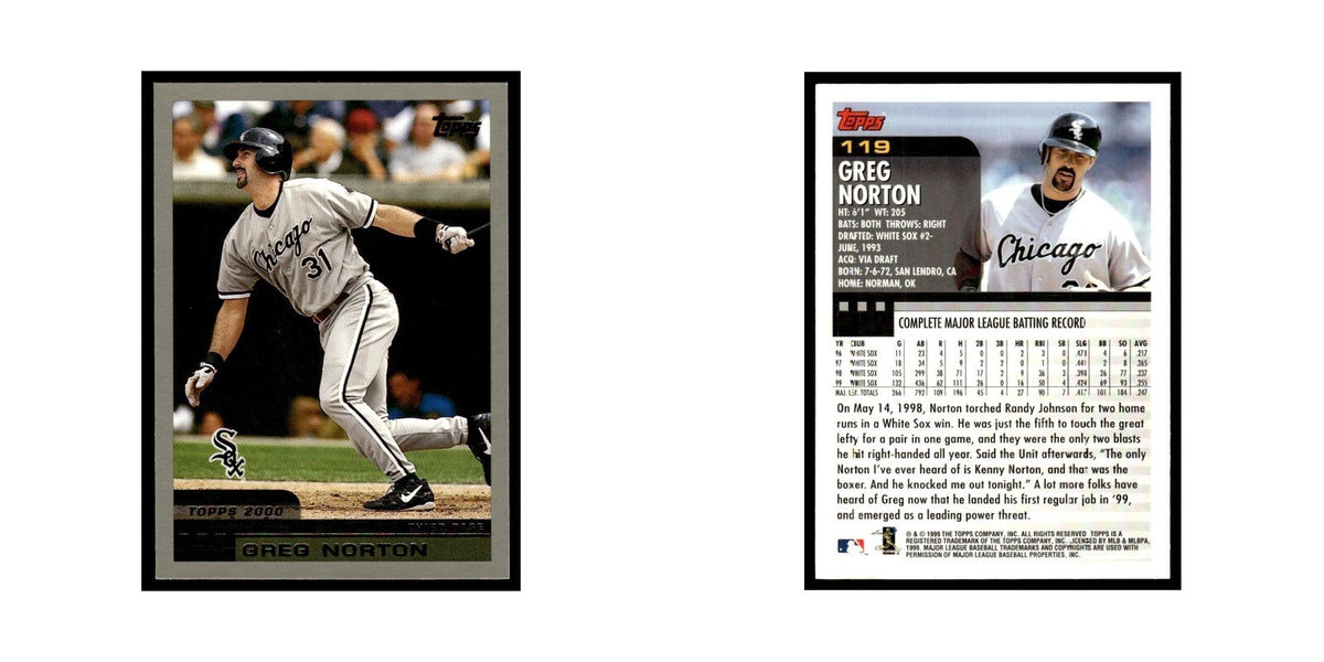 Greg Norton 2000 Topps #119 Chicago White Sox Baseball Card NM